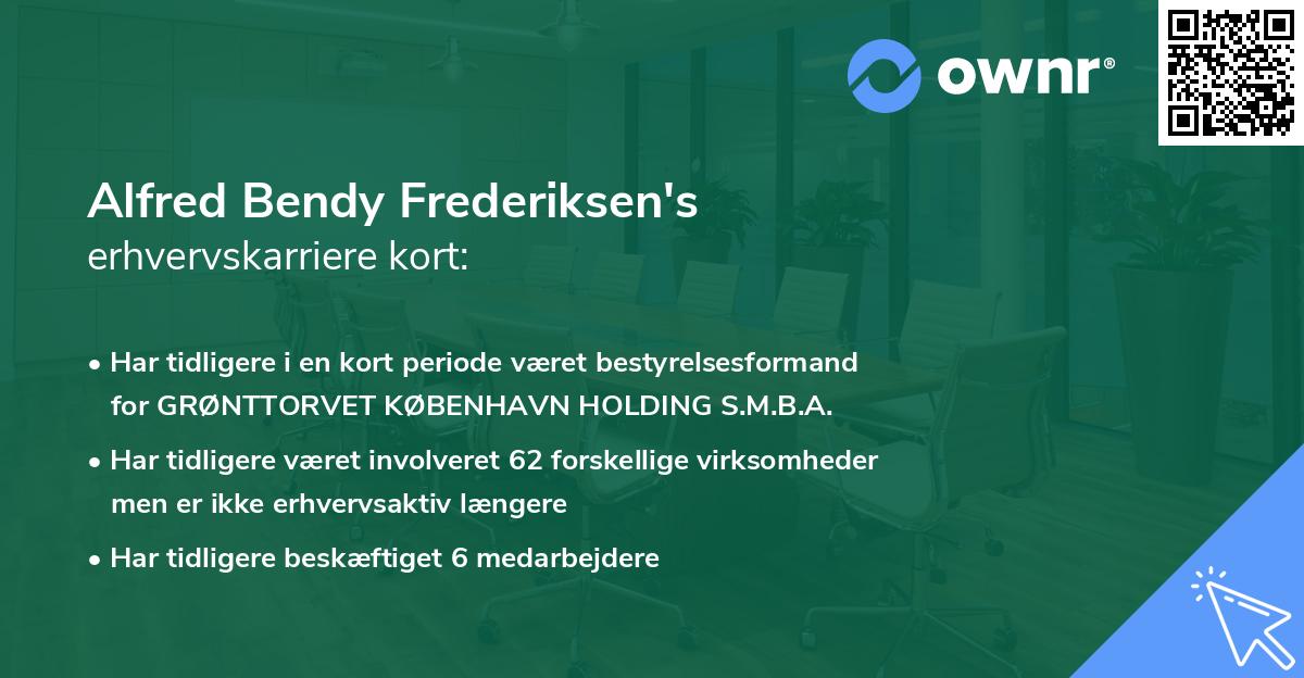 Alfred Bendy Frederiksen's erhvervskarriere kort