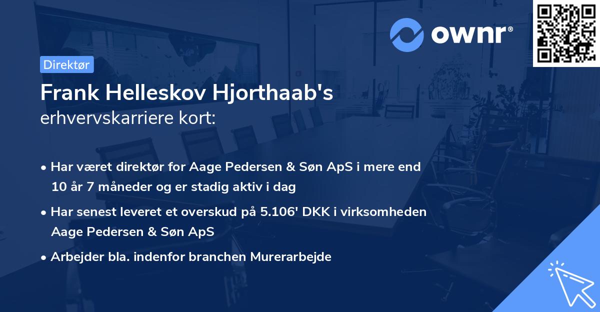 Frank Helleskov Hjorthaab's erhvervskarriere kort