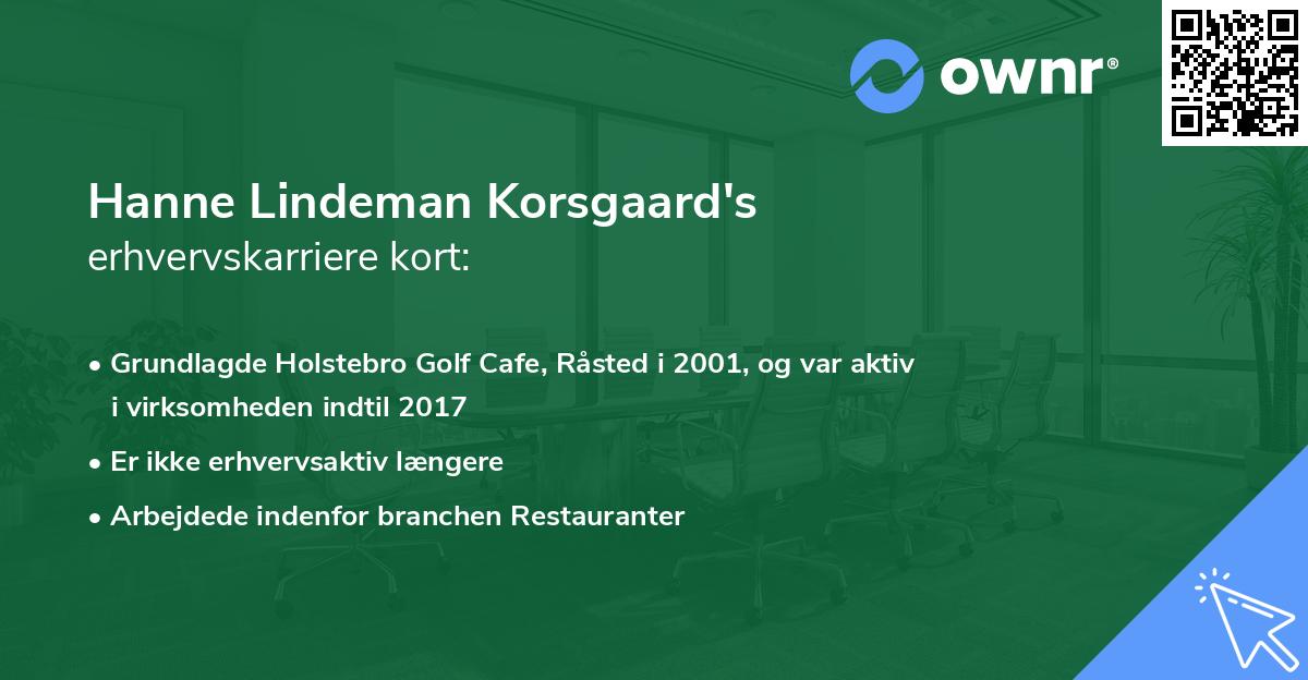 Hanne Lindeman Korsgaard's erhvervskarriere kort