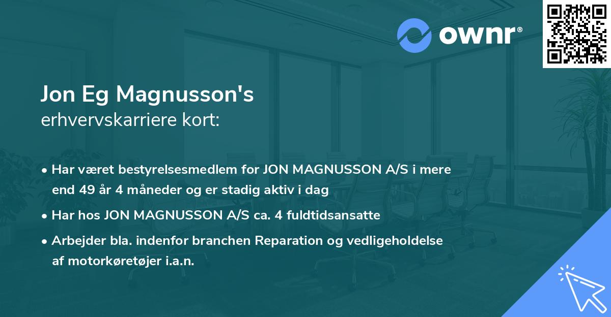 Jon Eg Magnusson's erhvervskarriere kort