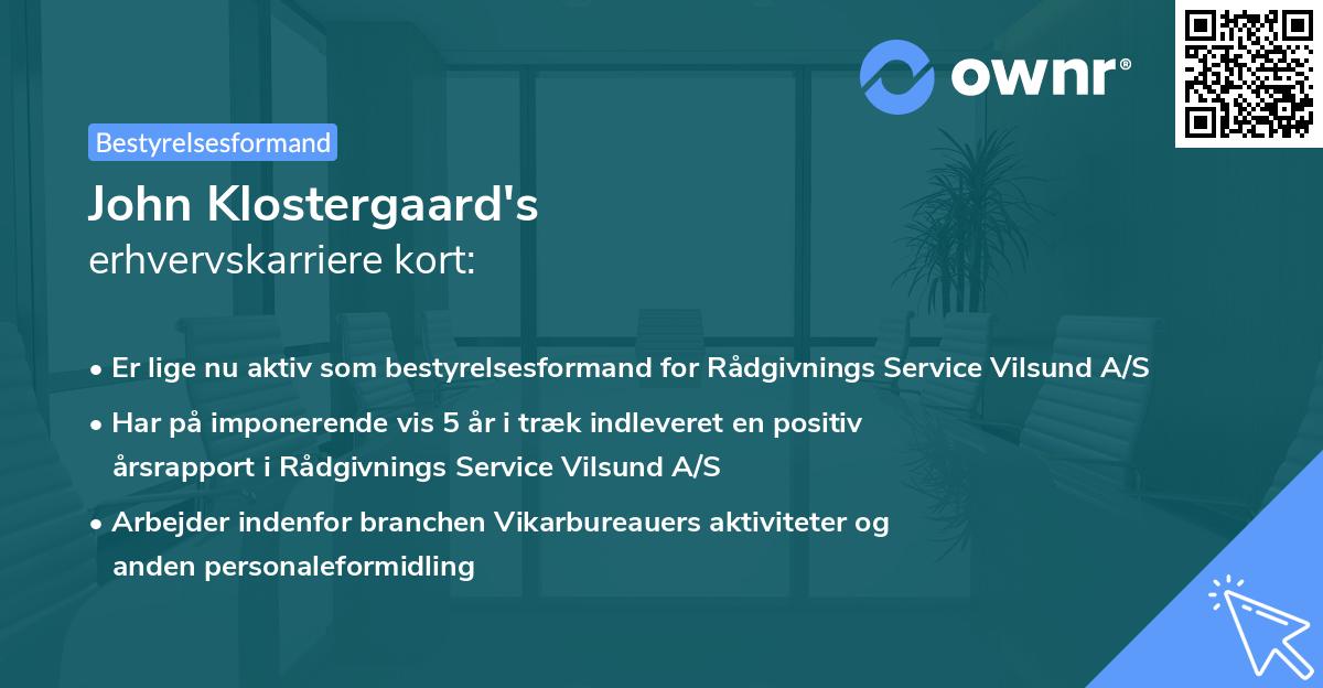 John Klostergaard's erhvervskarriere kort