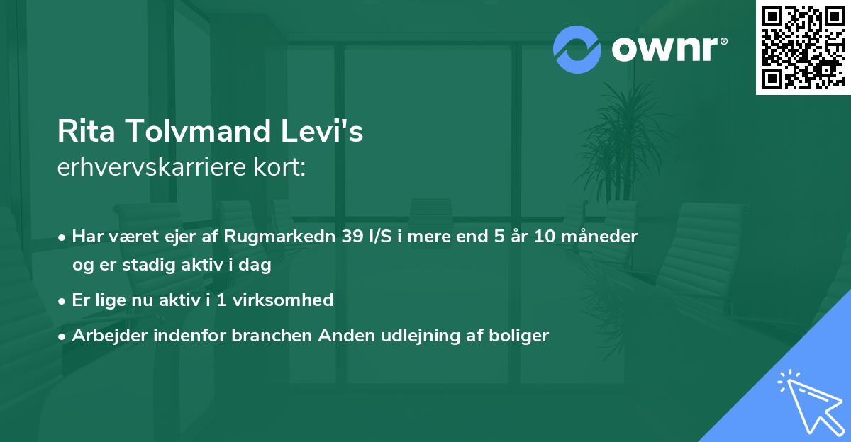 Rita Tolvmand Levi's erhvervskarriere kort