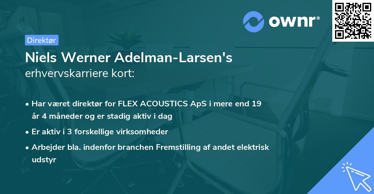 Niels Werner Adelman-Larsen's erhvervskarriere kort