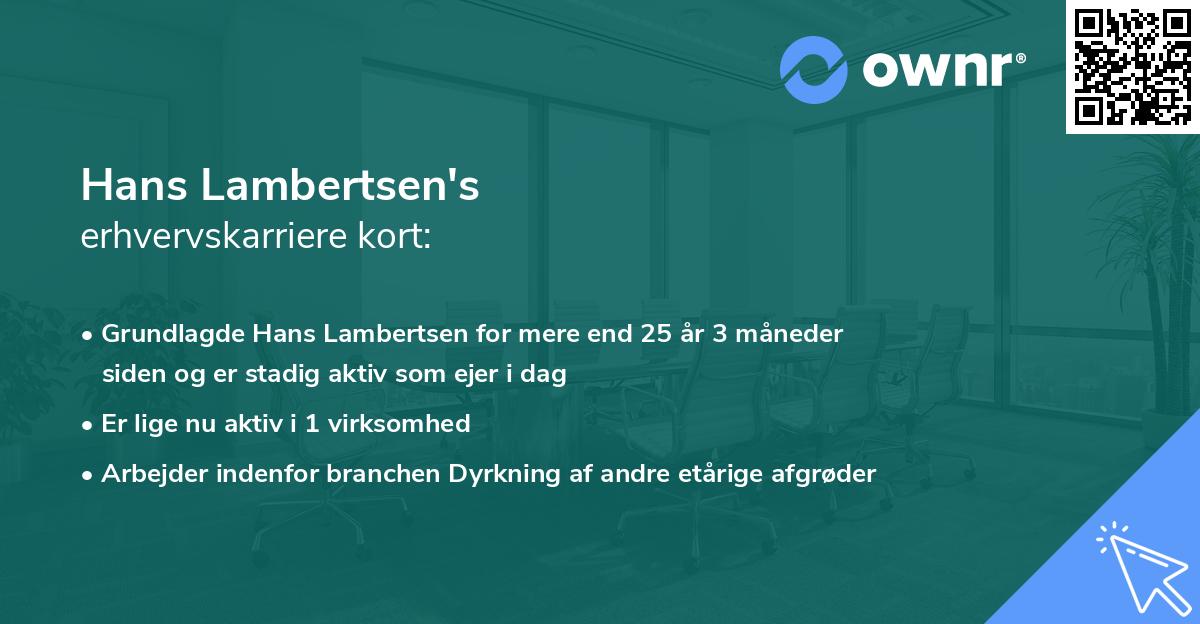 Hans Lambertsen's erhvervskarriere kort