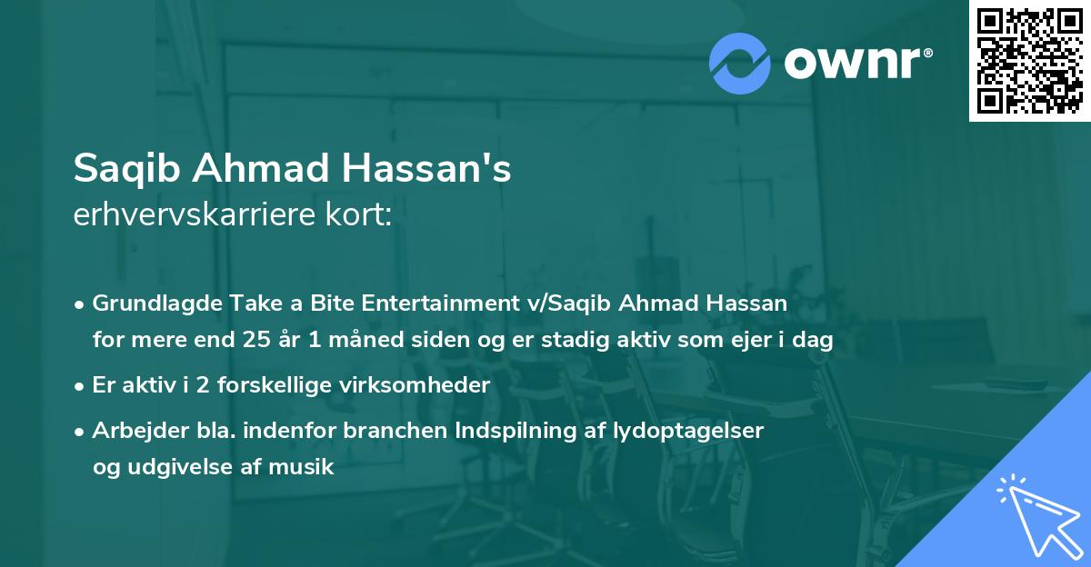 Saqib Ahmad Hassan's erhvervskarriere kort
