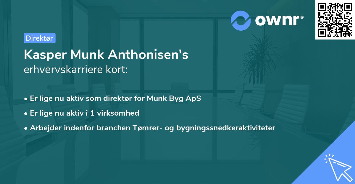 Kasper Munk Anthonisen's erhvervskarriere kort