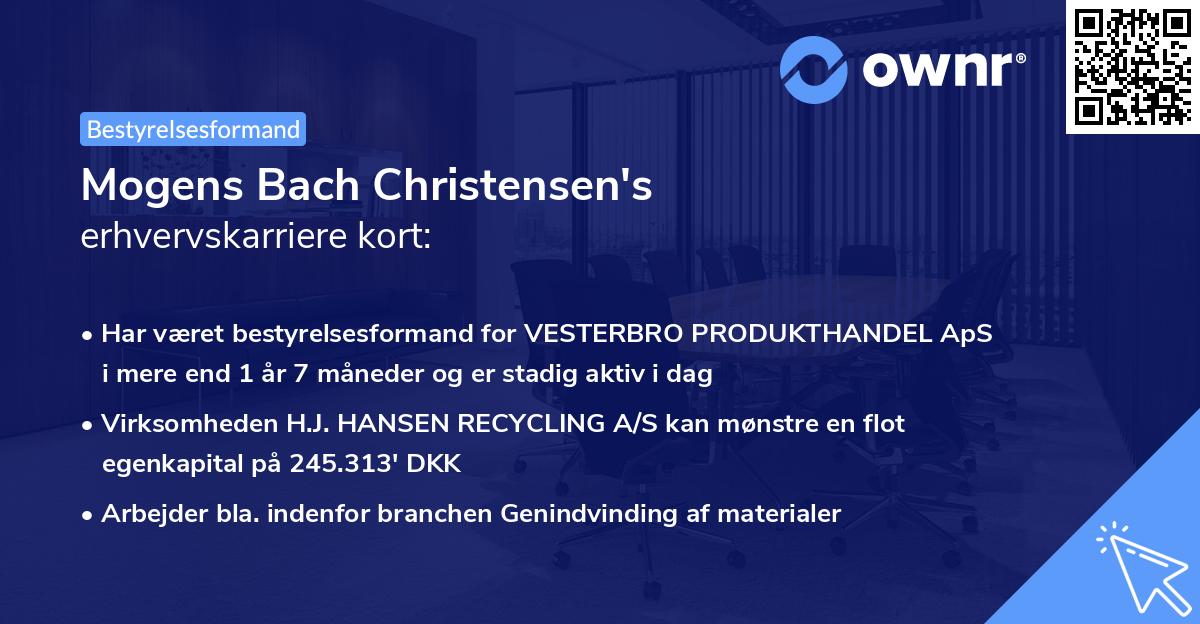 Mogens Bach Christensen's erhvervskarriere kort