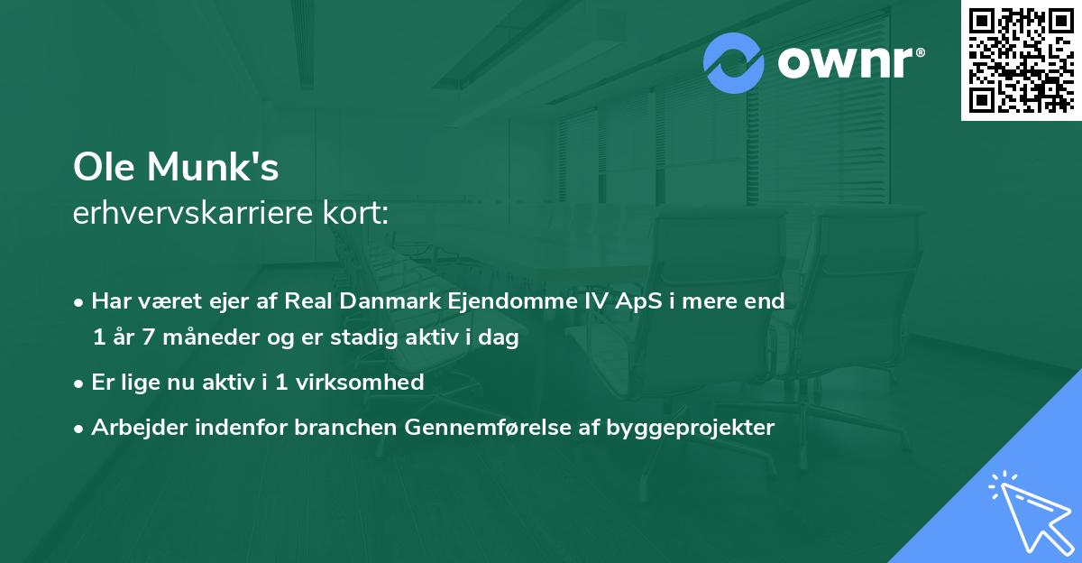 Ole Munk's erhvervskarriere kort