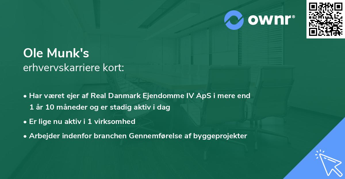 Ole Munk's erhvervskarriere kort