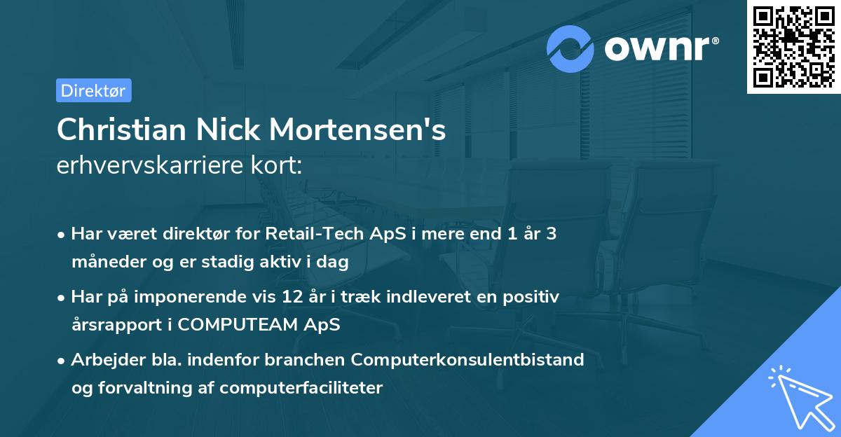 Christian Nick Mortensen's erhvervskarriere kort