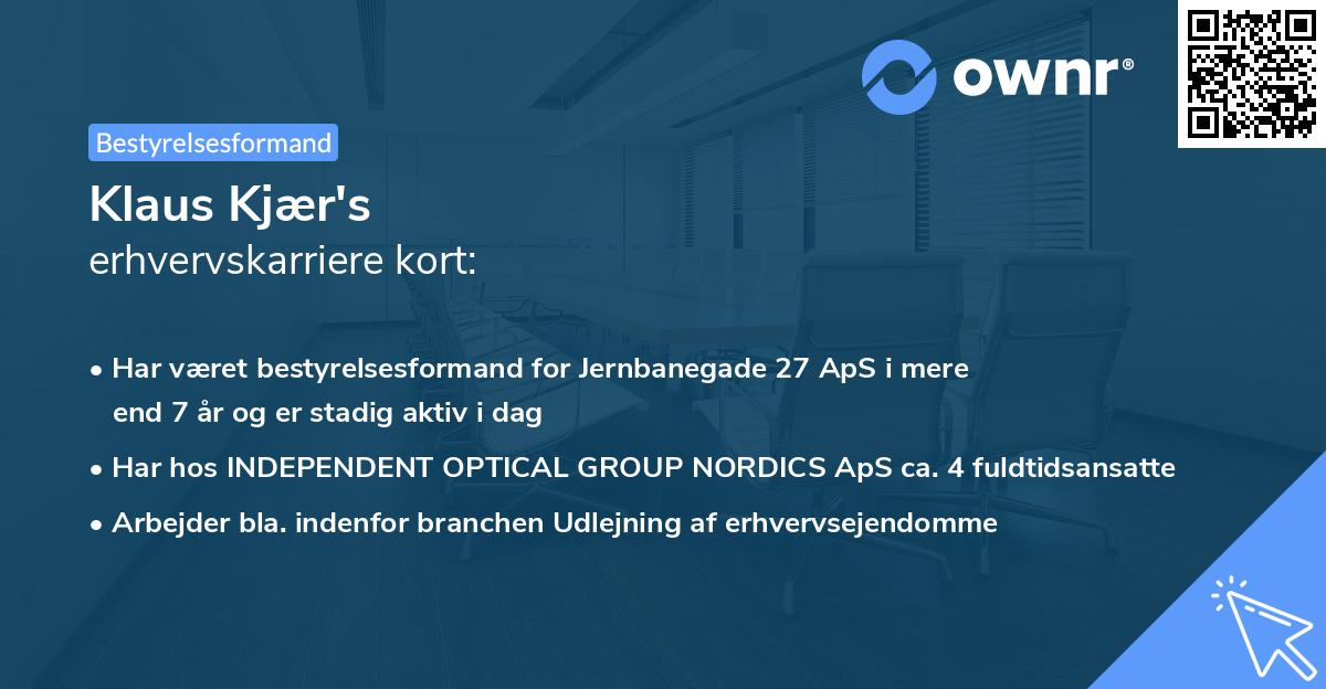 Klaus Kjær's erhvervskarriere kort