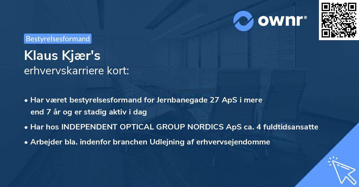 Klaus Kjær's erhvervskarriere kort
