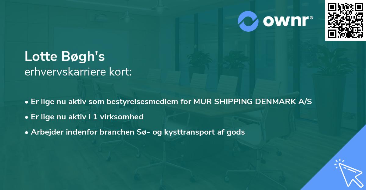 Lotte Bøgh's erhvervskarriere kort
