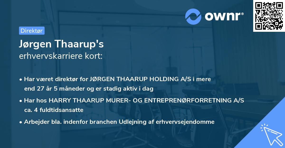 Jørgen Thaarup's erhvervskarriere kort