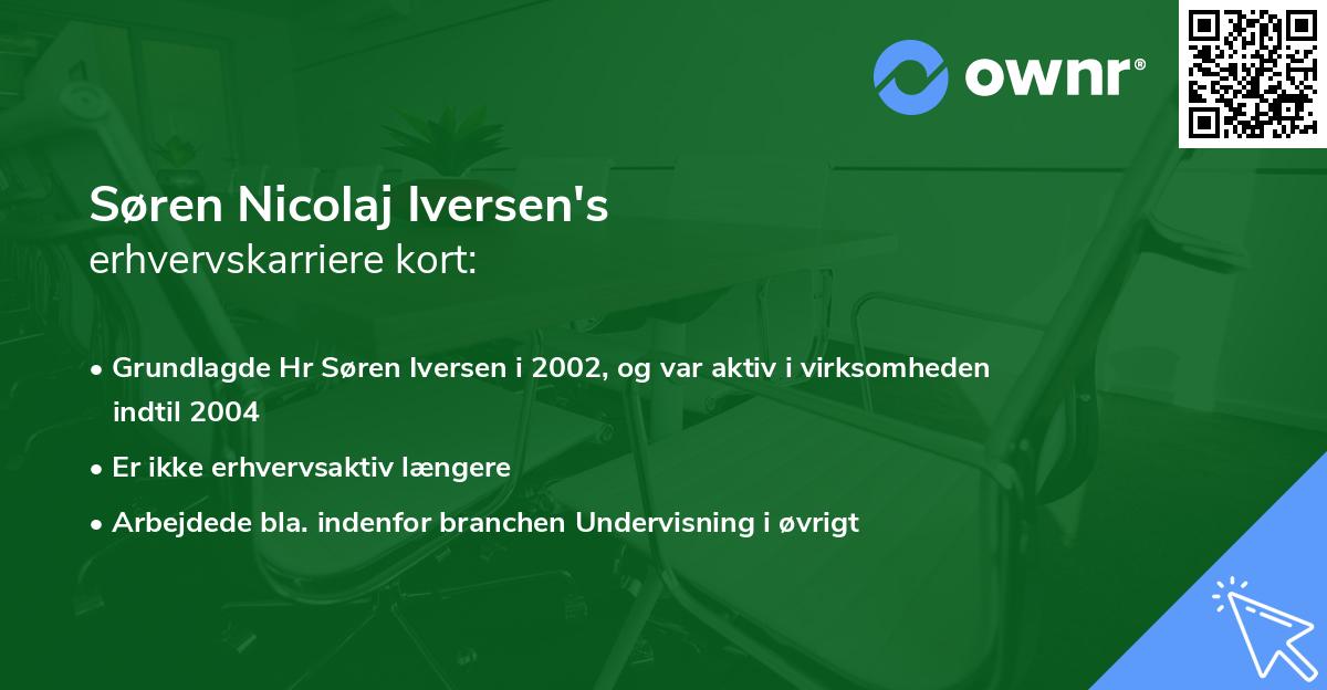 Søren Nicolaj Iversen's erhvervskarriere kort