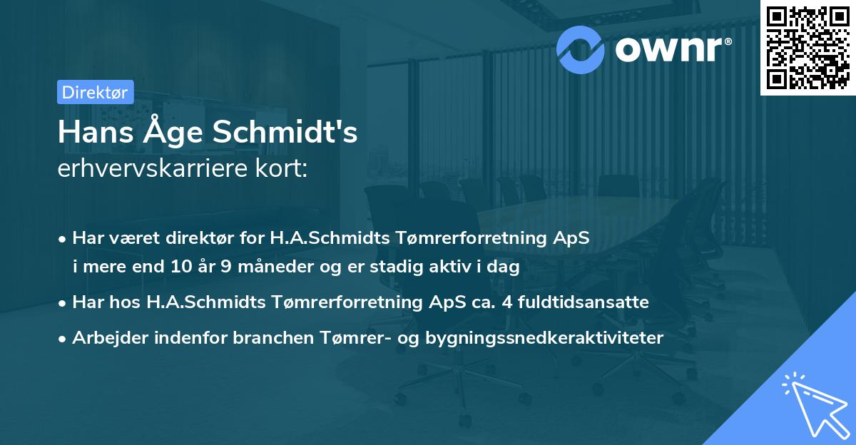 Hans Åge Schmidt's erhvervskarriere kort