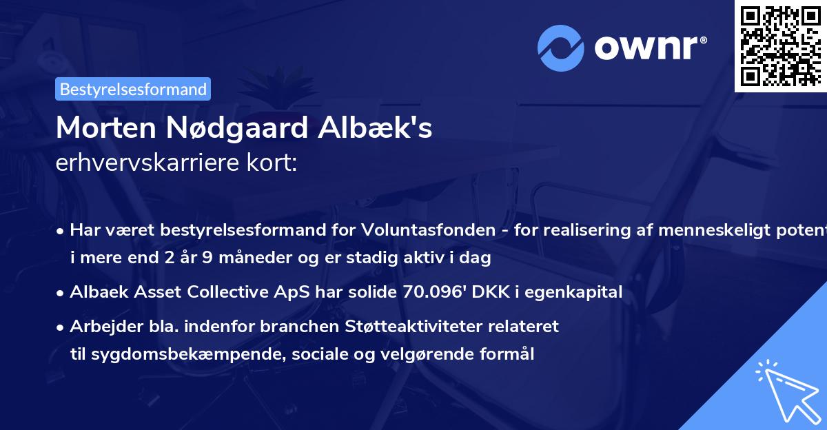 Morten Nødgaard Albæk's erhvervskarriere kort