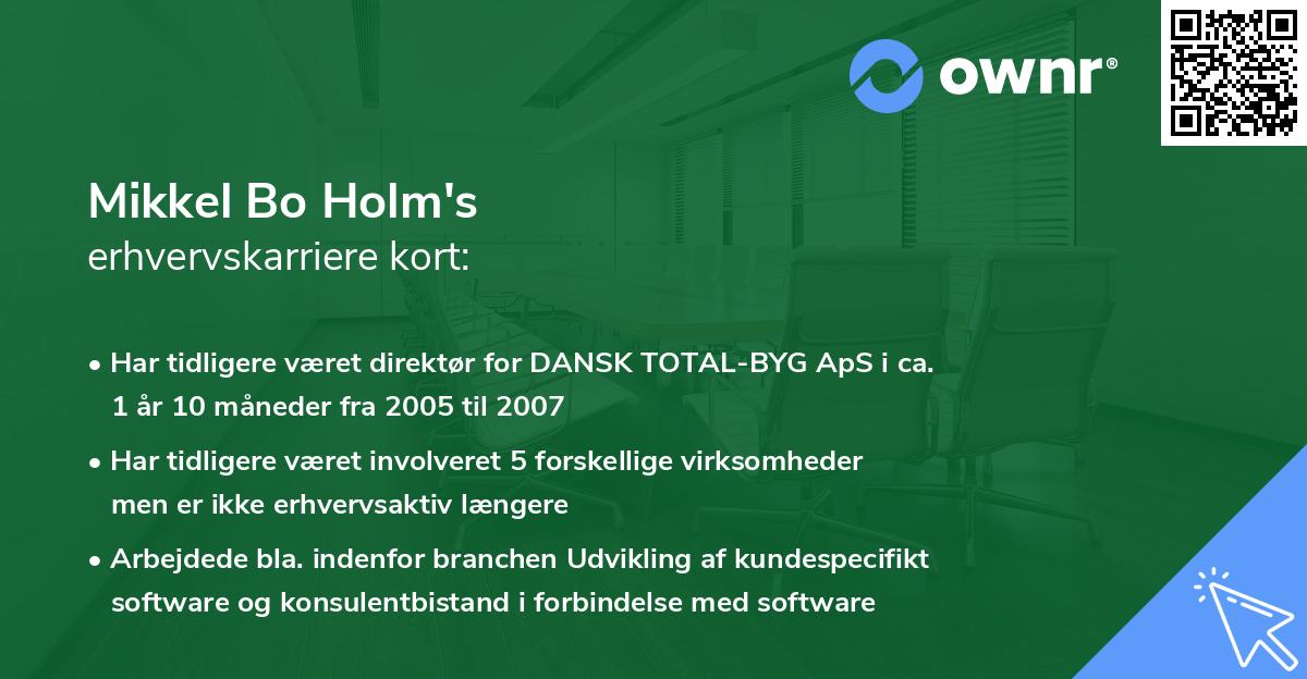 Mikkel Bo Holm's erhvervskarriere kort