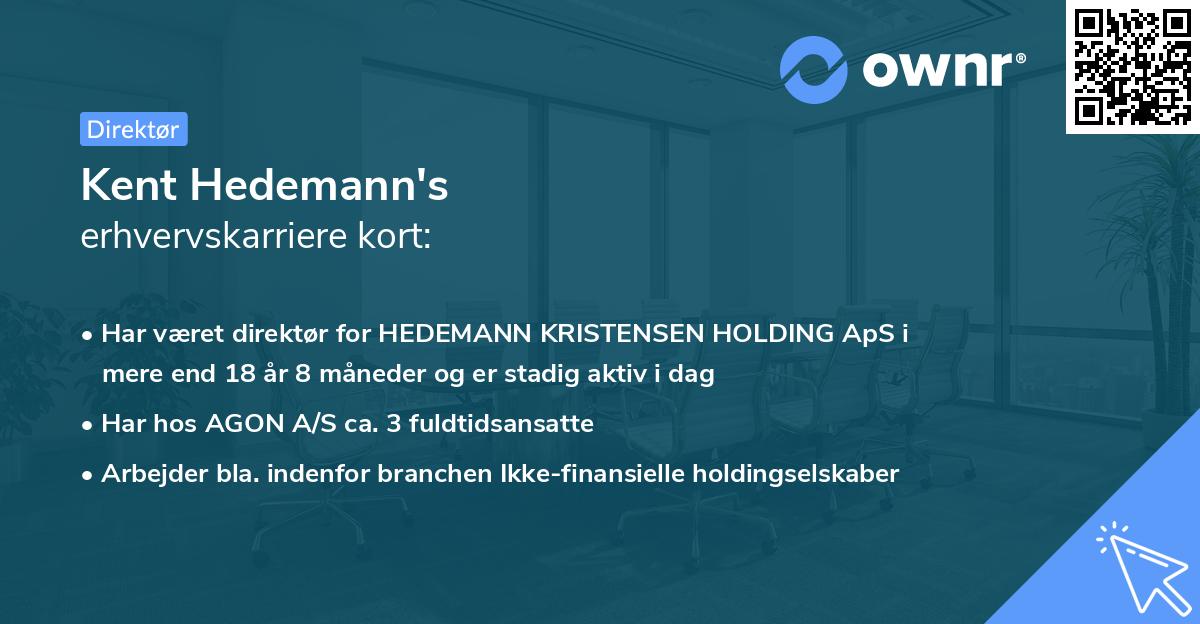 Kent Hedemann's erhvervskarriere kort