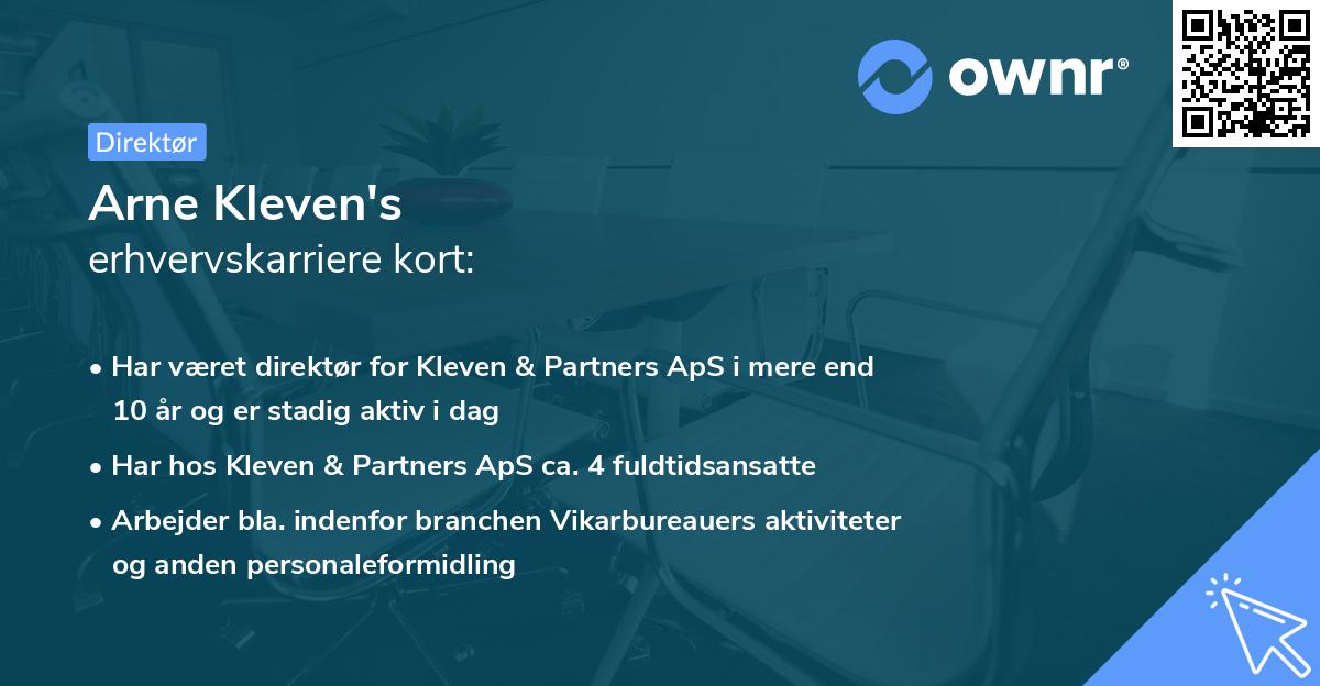 Arne Kleven's erhvervskarriere kort