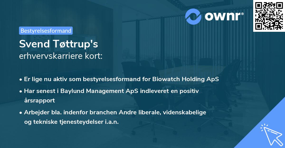 Svend Tøttrup's erhvervskarriere kort