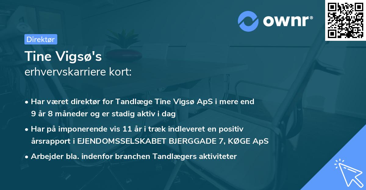 Tine Vigsø's erhvervskarriere kort