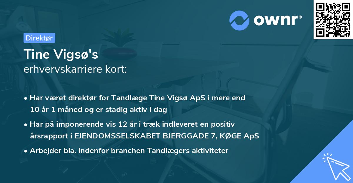 Tine Vigsø's erhvervskarriere kort