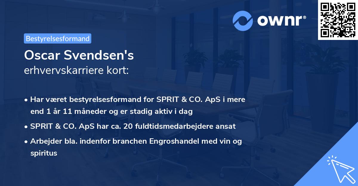 Oscar Svendsen's erhvervskarriere kort