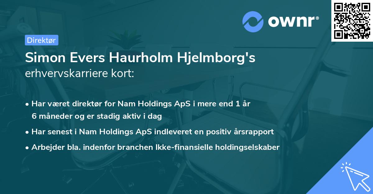 Simon Evers Haurholm Hjelmborg's erhvervskarriere kort