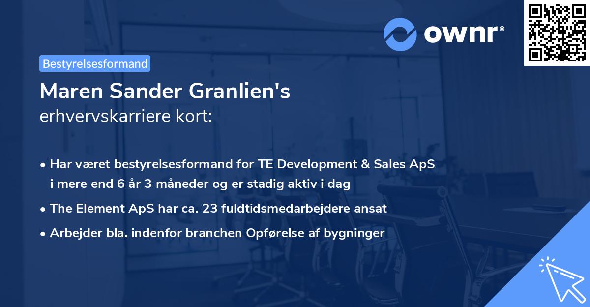 Maren Sander Granlien's erhvervskarriere kort