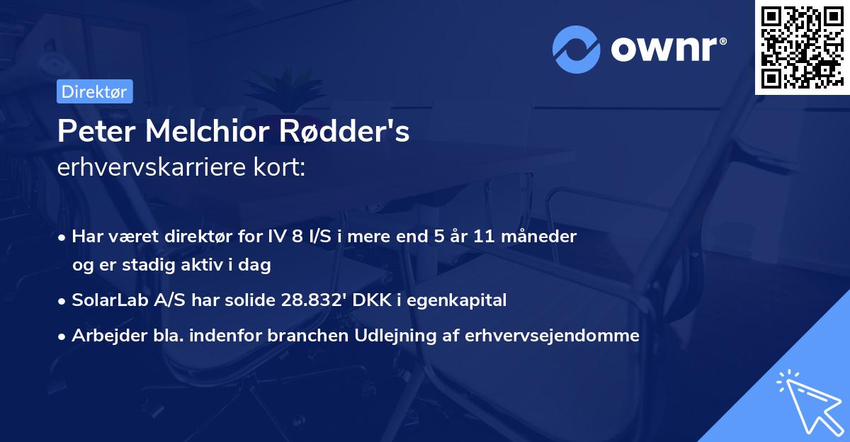 Peter Melchior Rødder's erhvervskarriere kort