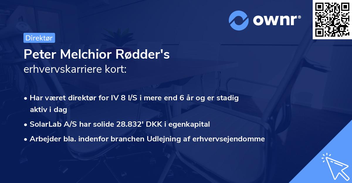 Peter Melchior Rødder's erhvervskarriere kort