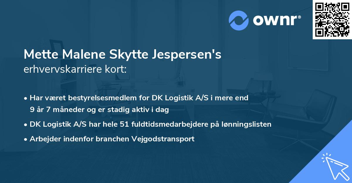 Mette Malene Skytte Jespersen's erhvervskarriere kort