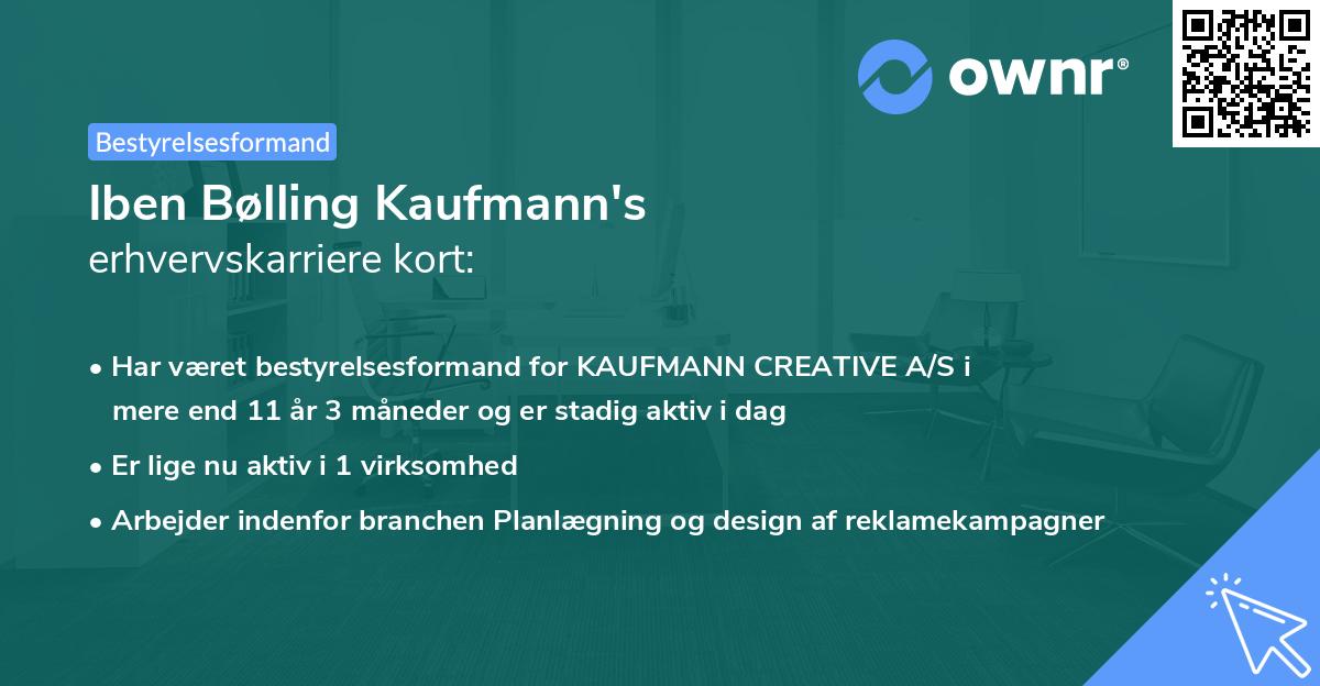 Iben Bølling Kaufmann's erhvervskarriere kort