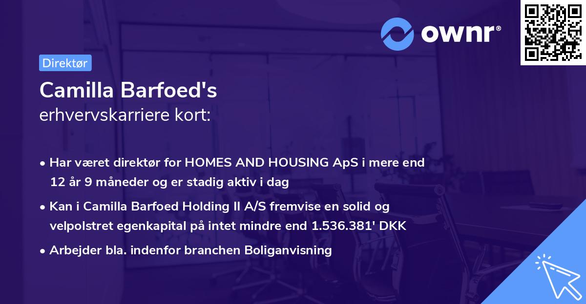 Camilla Barfoed's erhvervskarriere kort