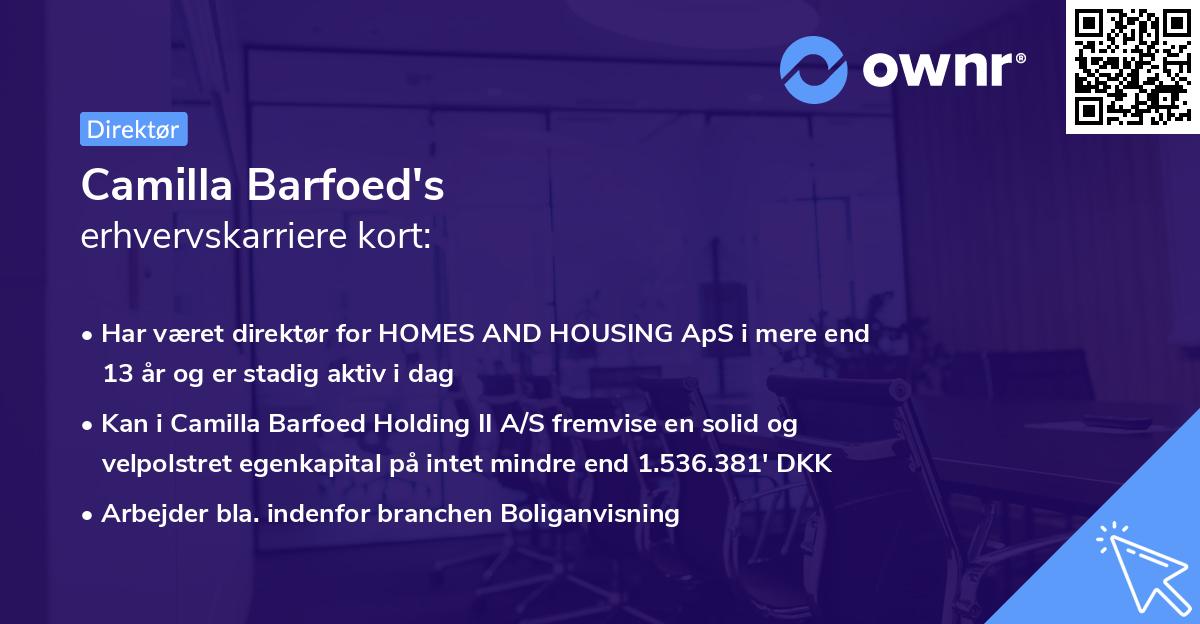 Camilla Barfoed's erhvervskarriere kort