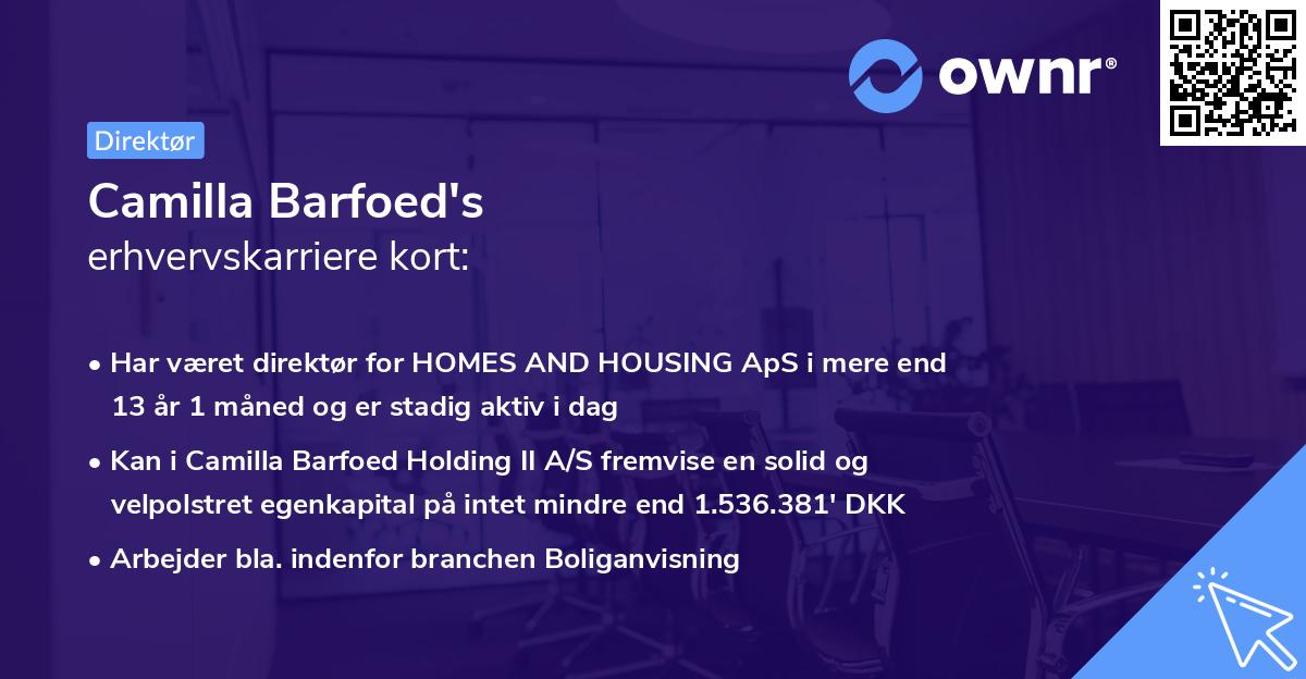 Camilla Barfoed's erhvervskarriere kort