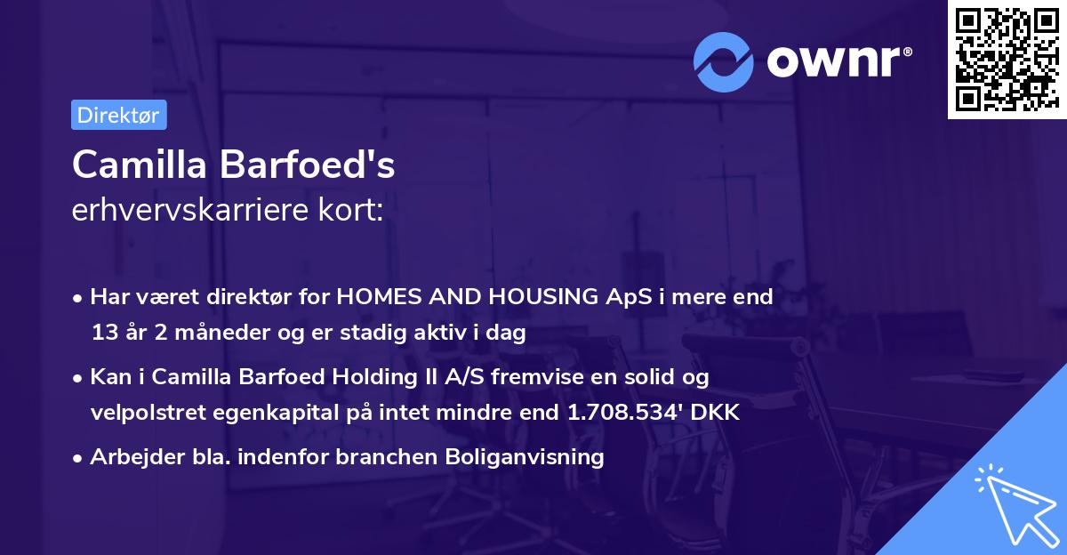Camilla Barfoed's erhvervskarriere kort