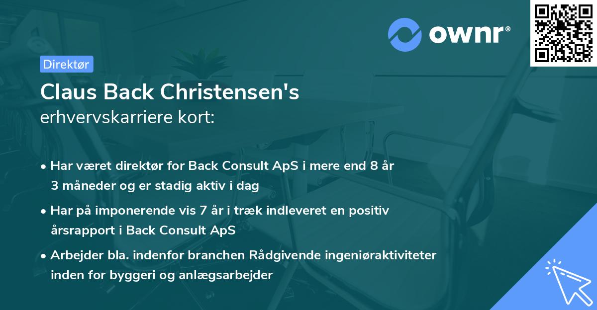 Claus Back Christensen's erhvervskarriere kort