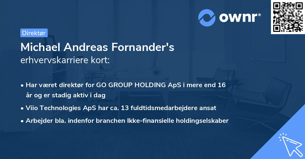 Michael Andreas Fornander's erhvervskarriere kort