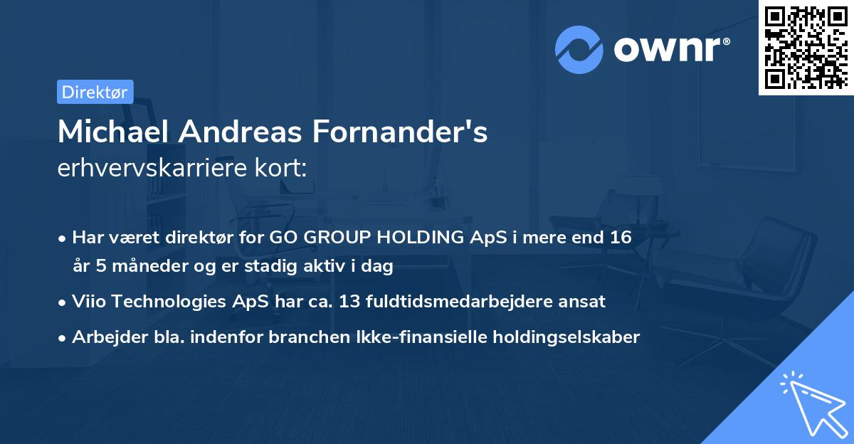 Michael Andreas Fornander's erhvervskarriere kort