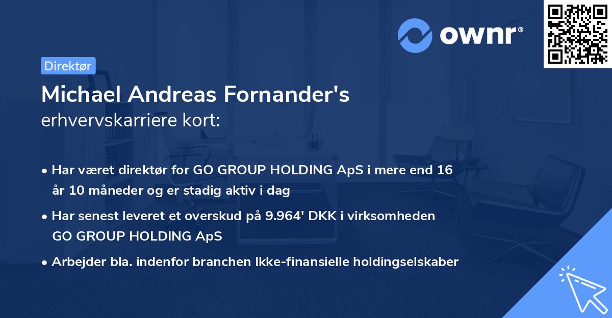 Michael Andreas Fornander's erhvervskarriere kort