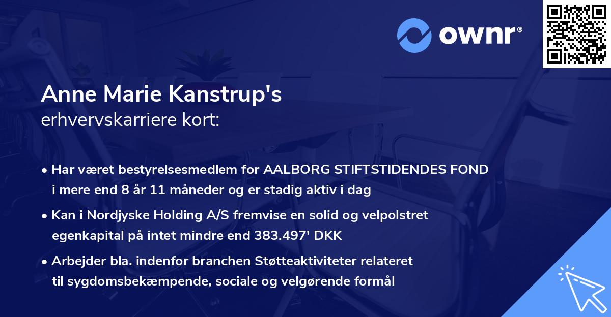 Anne Marie Kanstrup's erhvervskarriere kort