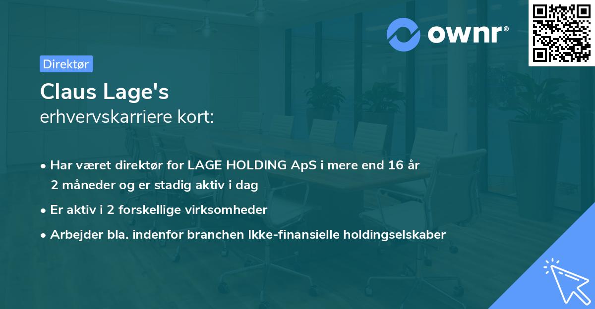 Claus Lage's erhvervskarriere kort