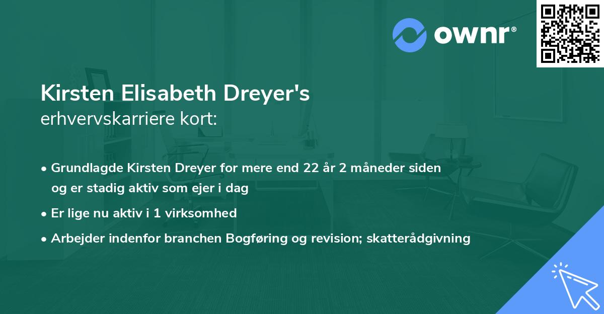 Kirsten Elisabeth Dreyer's erhvervskarriere kort