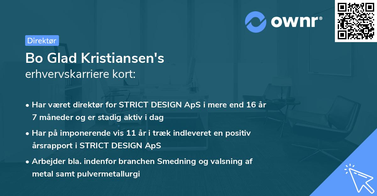 Bo Glad Kristiansen's erhvervskarriere kort