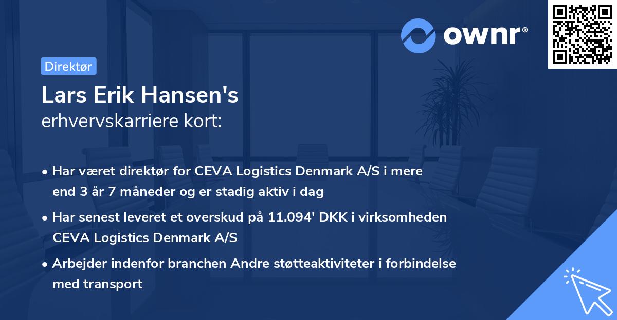 Lars Erik Hansen's erhvervskarriere kort