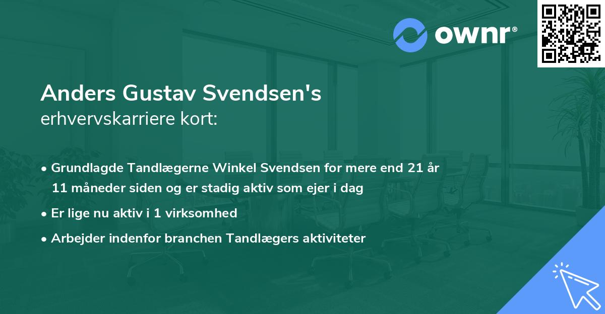Anders Gustav Svendsen's erhvervskarriere kort