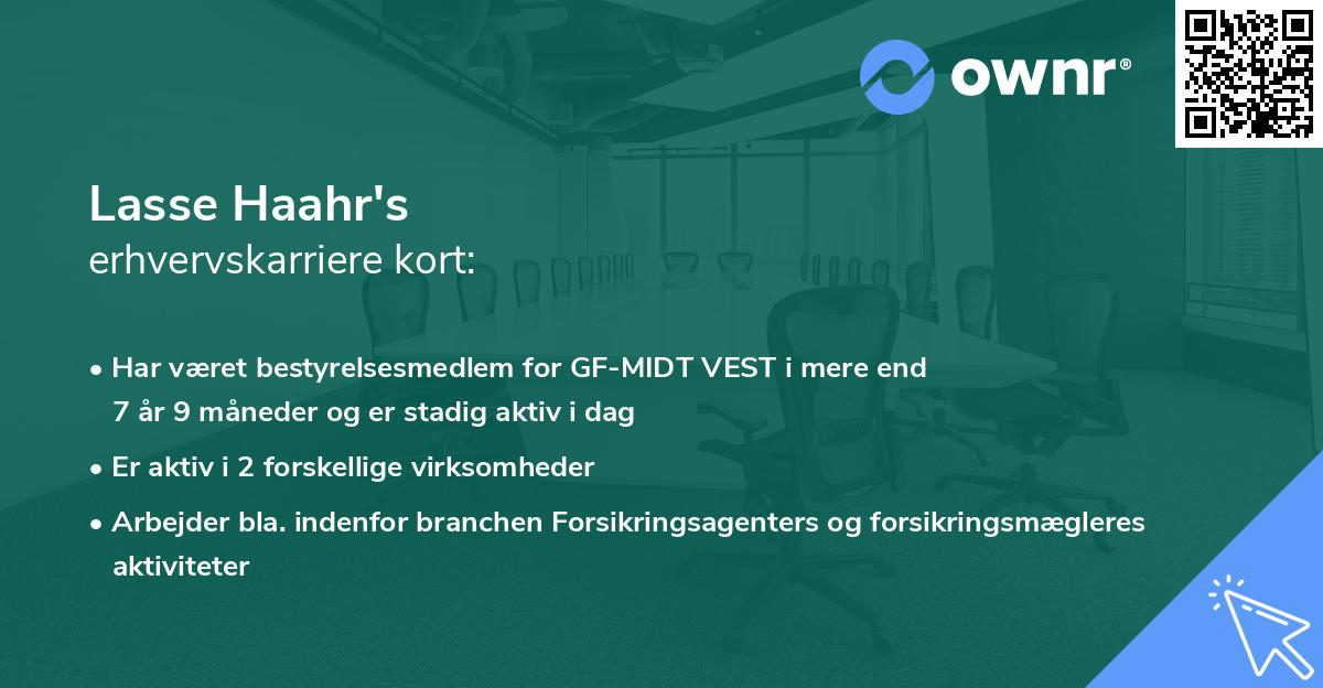 Lasse Haahr's erhvervskarriere kort