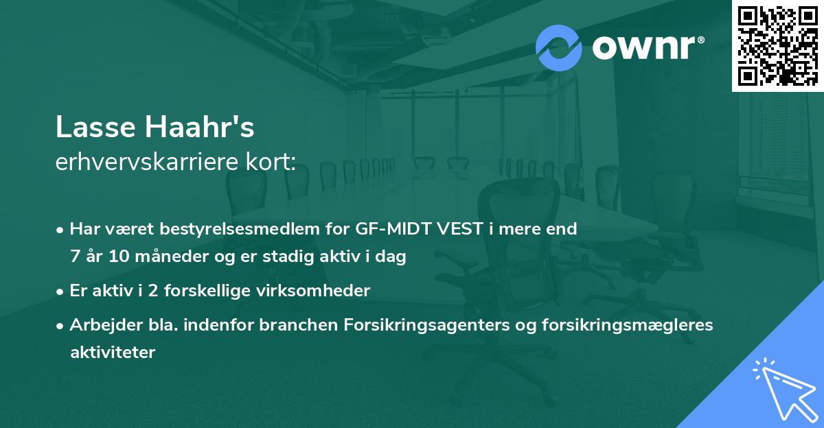 Lasse Haahr's erhvervskarriere kort